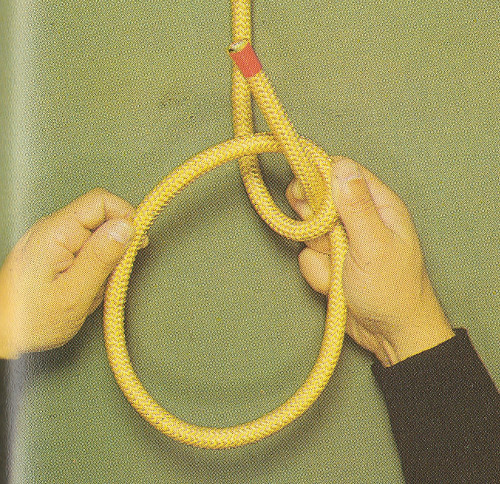 palstek vitorlás csomó kötése szemből jövő kötéllel